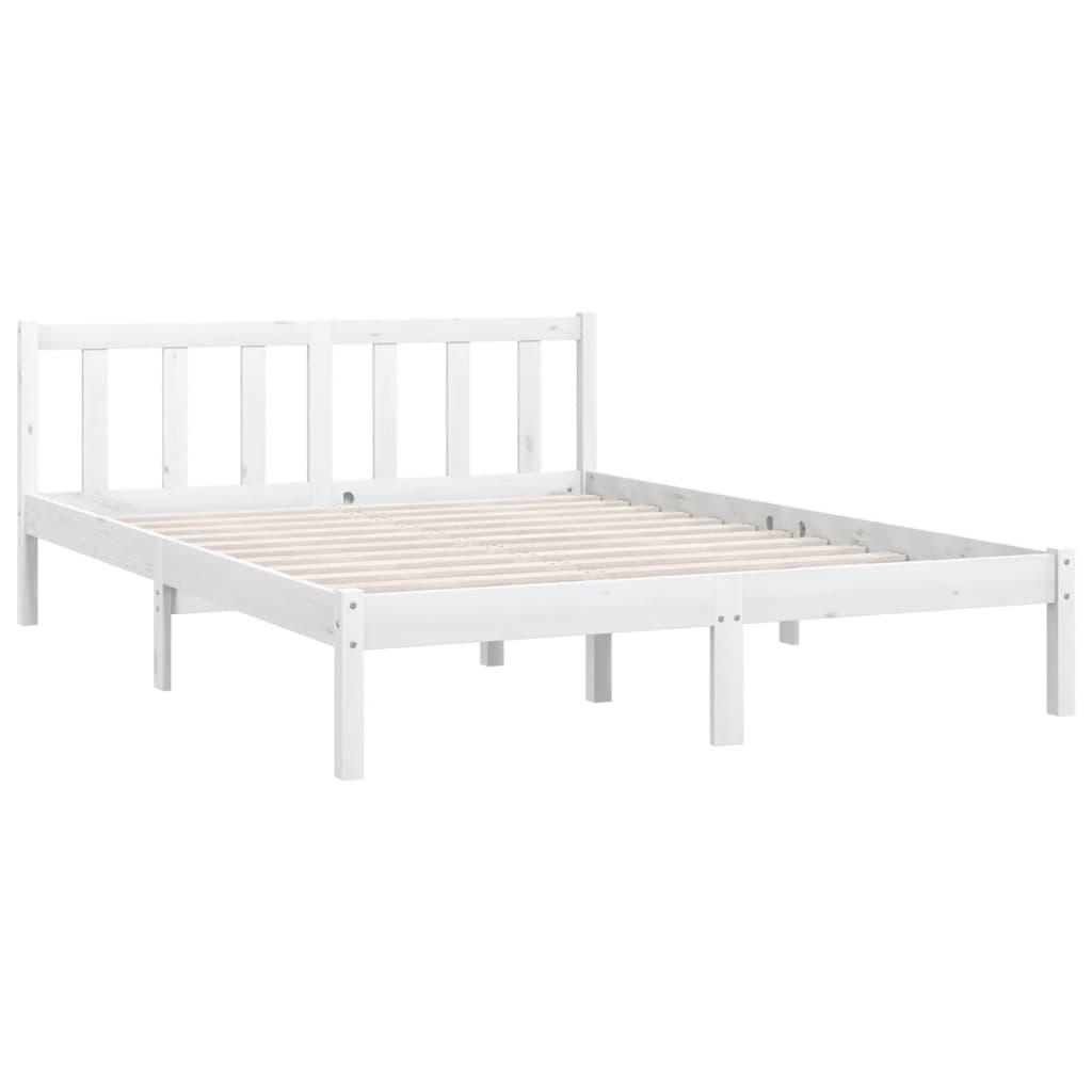 Bed Frame without Mattress White Solid Wood Pine 150x200 cm
