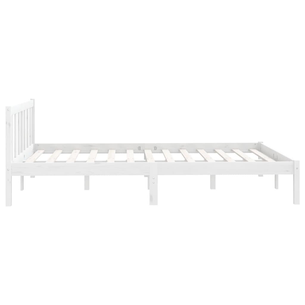 Bed Frame without Mattress White Solid Wood Pine 150x200 cm