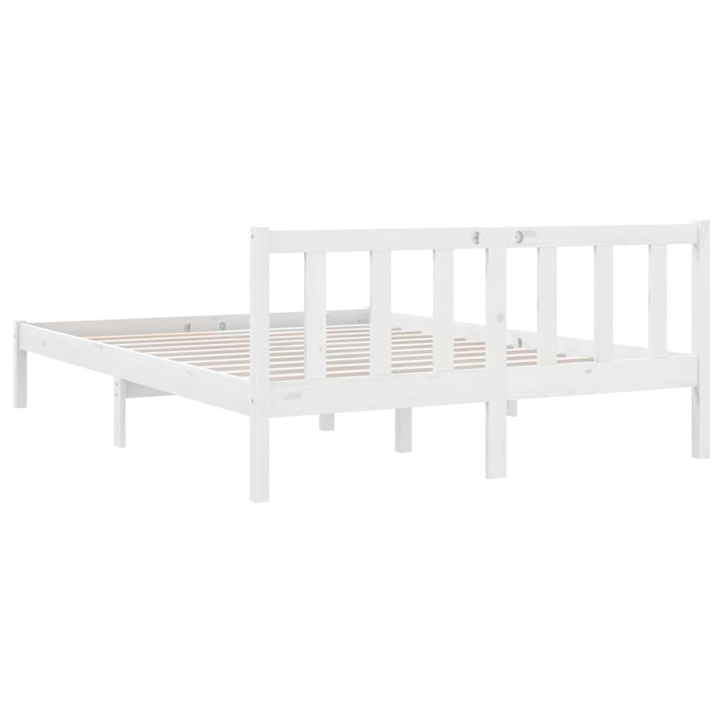 Bed Frame without Mattress White Solid Wood Pine 150x200 cm
