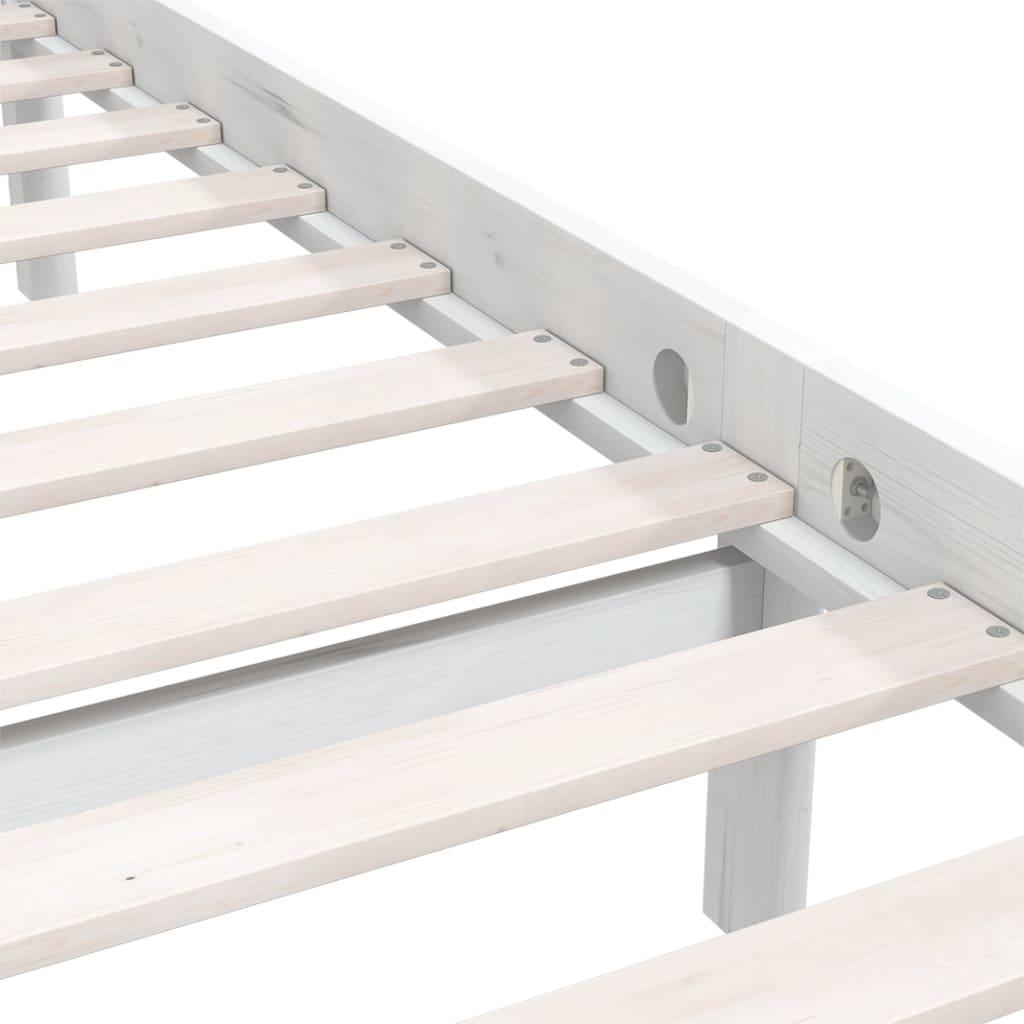 Bed Frame without Mattress White Solid Wood Pine 150x200 cm