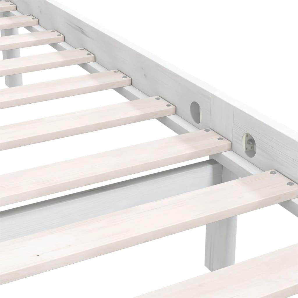 Bed Frame without Mattress White Solid Wood 183x203 cm King