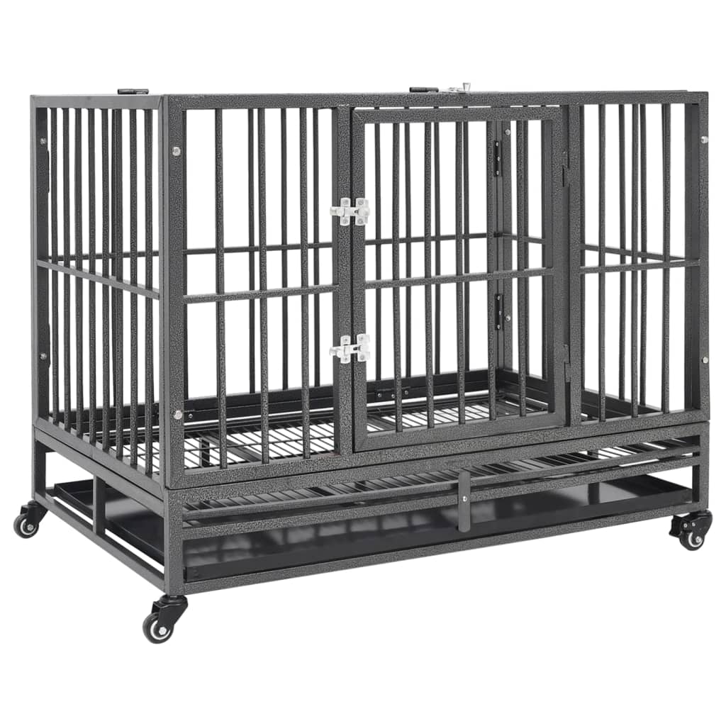Dog Cage with Wheels Steel 92x62x76 cm