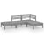 4 Piece Garden Lounge Set Grey Solid Pinewood