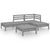 5 Piece Garden Lounge Set Solid Pinewood Grey