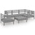 6 Piece Garden Lounge Set Solid Pinewood Grey