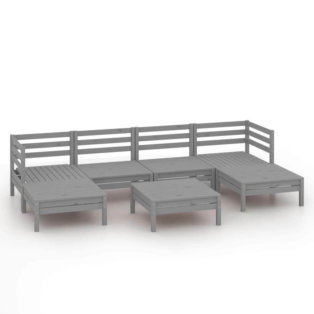 7 Piece Garden Lounge Set Grey Solid Pinewood