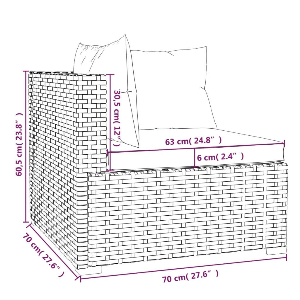 3-Seater Sofa with Cushions Grey Poly Rattan