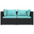 3 Piece Garden Lounge Set with Cushions Black Poly Rattan