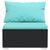 Garden Middle Sofa with Cushions Black Poly Rattan