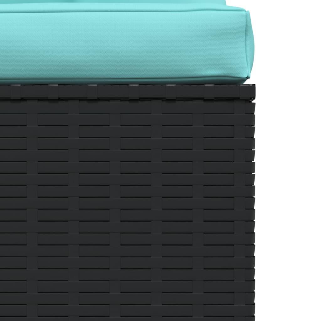 Garden Middle Sofa with Cushions Black Poly Rattan