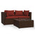 3 Piece Garden Lounge Set with Cushions Brown Poly Rattan