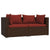 3 Piece Garden Lounge Set with Cushions Brown Poly Rattan