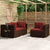 3 Piece Garden Lounge Set with Cushions Brown Poly Rattan