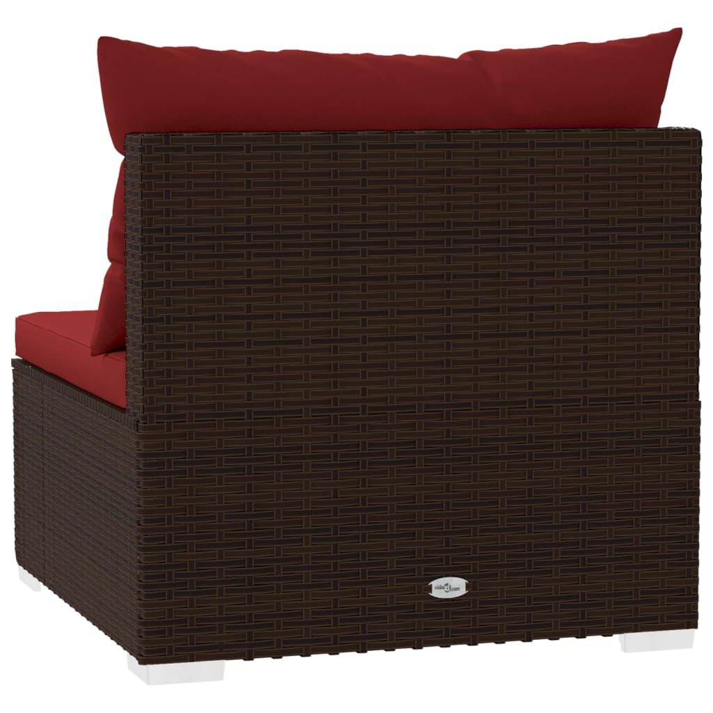 4-Seater Sofa with Cushions Brown Poly Rattan