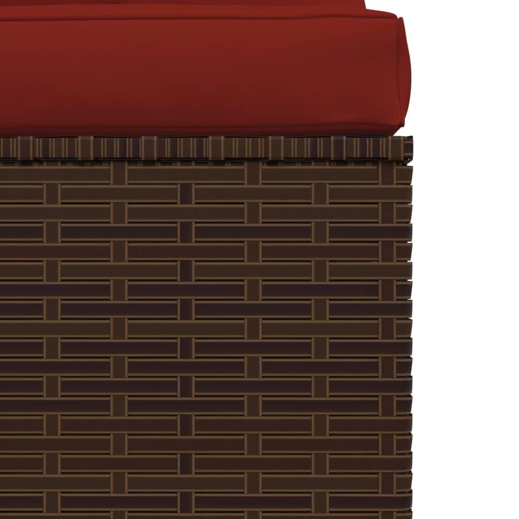 4-Seater Sofa with Cushions Brown Poly Rattan