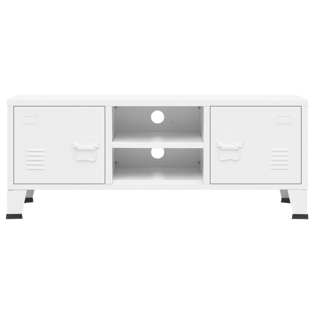 Industrial TV Cabinet White 105x35x42 cm Metal