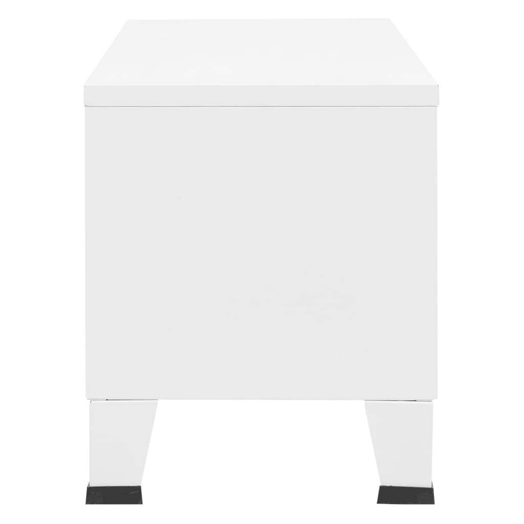 Industrial TV Cabinet White 105x35x42 cm Metal