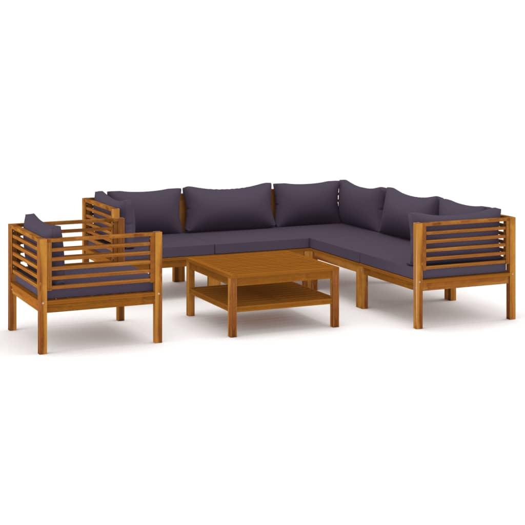 7 Piece Garden Lounge Set with Cushion Solid Acacia Wood