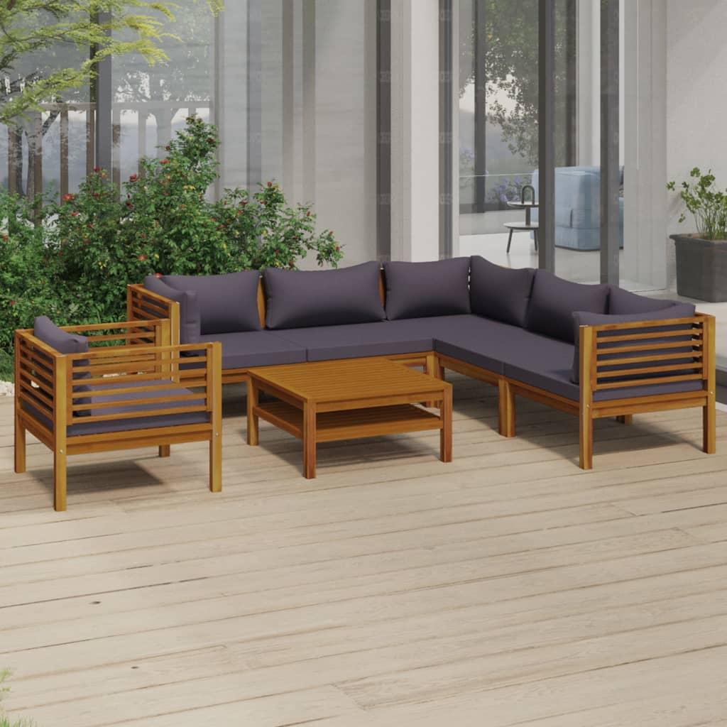 7 Piece Garden Lounge Set with Cushion Solid Acacia Wood