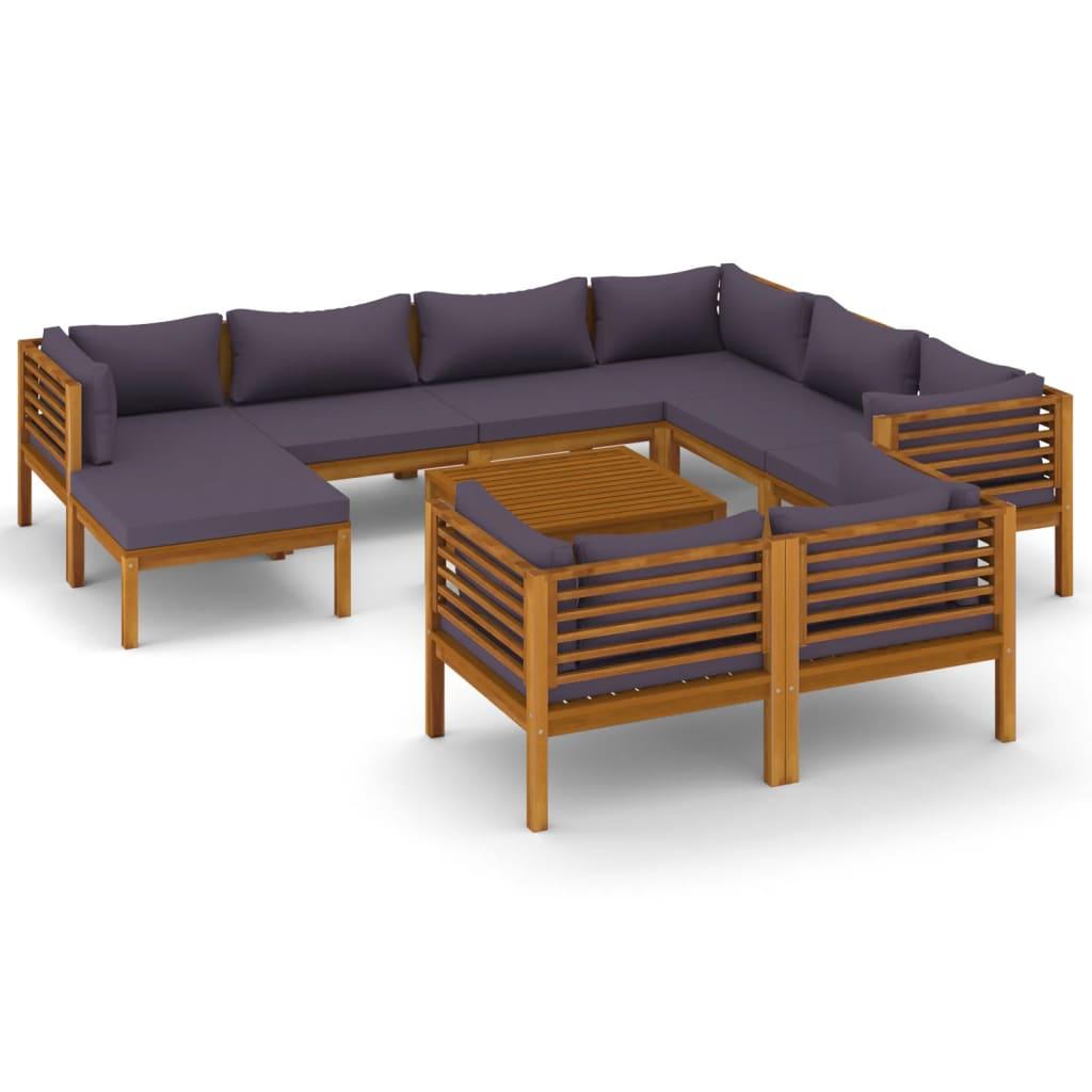 10 Piece Garden Lounge Set with Cushion Solid Acacia Wood