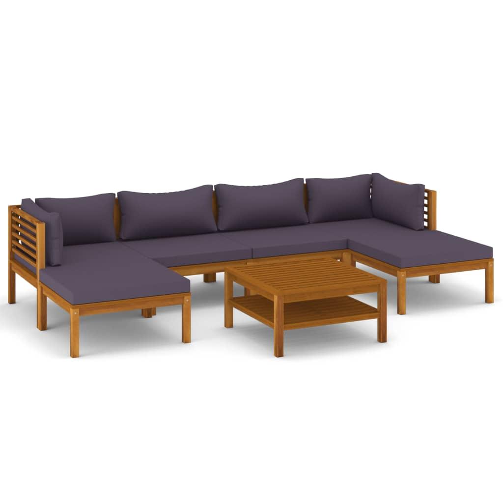 7 Piece Garden Lounge Set with Cushion Solid Acacia Wood