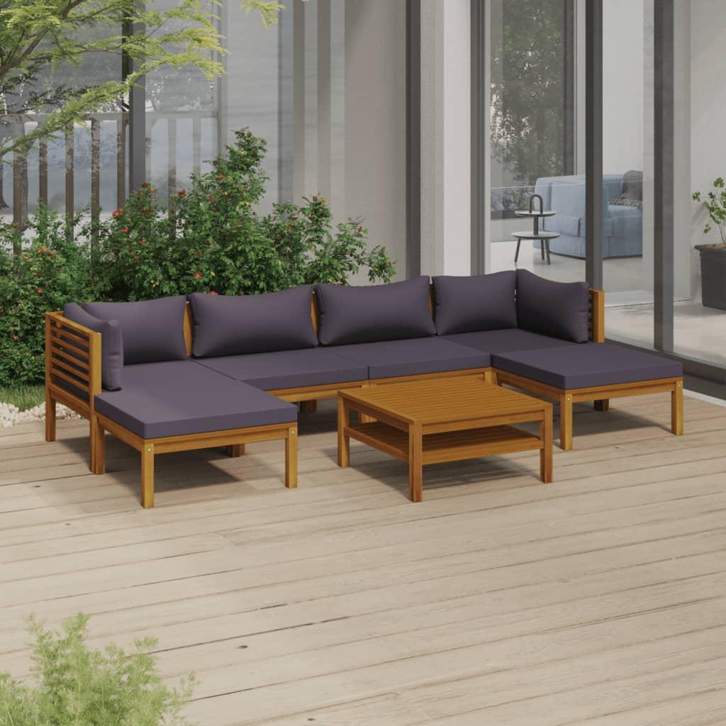 7 Piece Garden Lounge Set with Cushion Solid Acacia Wood