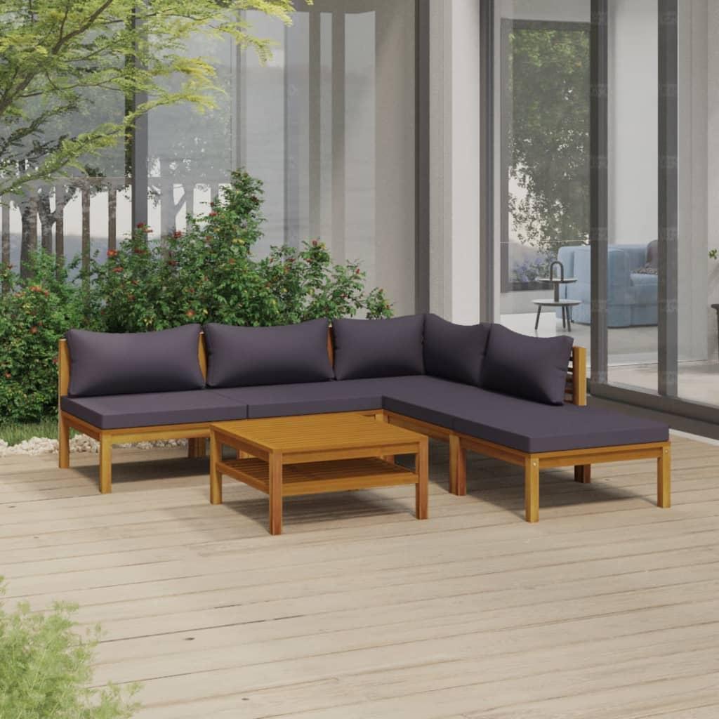 6 Piece Garden Lounge Set with Cushion Solid Acacia Wood