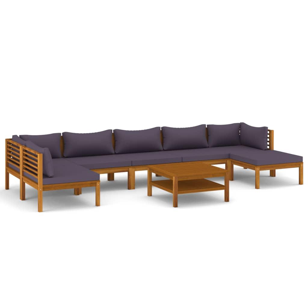 8 Piece Garden Lounge Set with Cushion Solid Acacia Wood