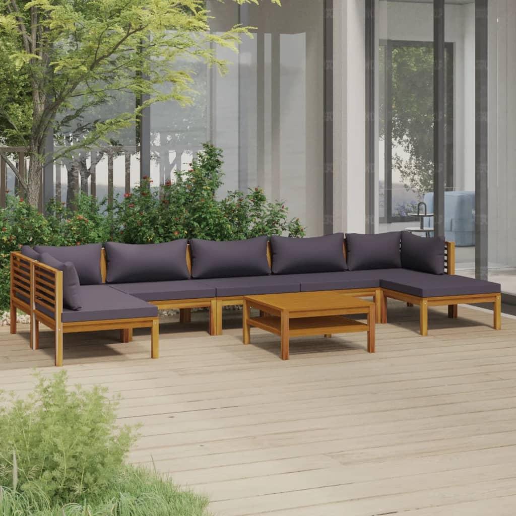 8 Piece Garden Lounge Set with Cushion Solid Acacia Wood