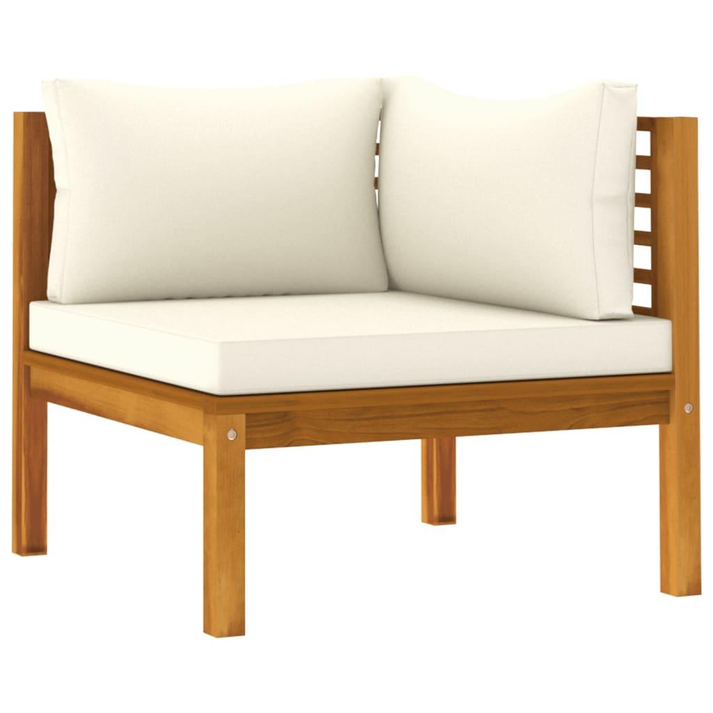 6 Piece Garden Lounge Set with Cream Cushion Solid Acacia Wood