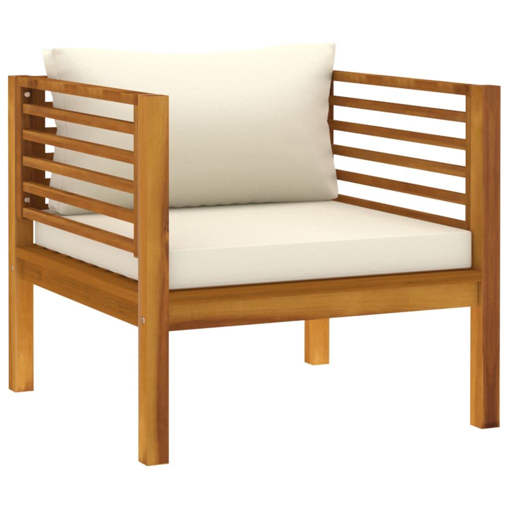7 Piece Garden Lounge Set with Cream Cushion Solid Acacia Wood
