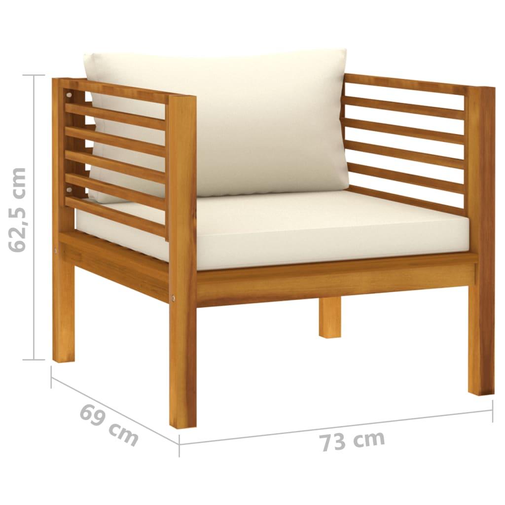 5 Piece Garden Lounge Set with Cream Cushion Solid Acacia Wood