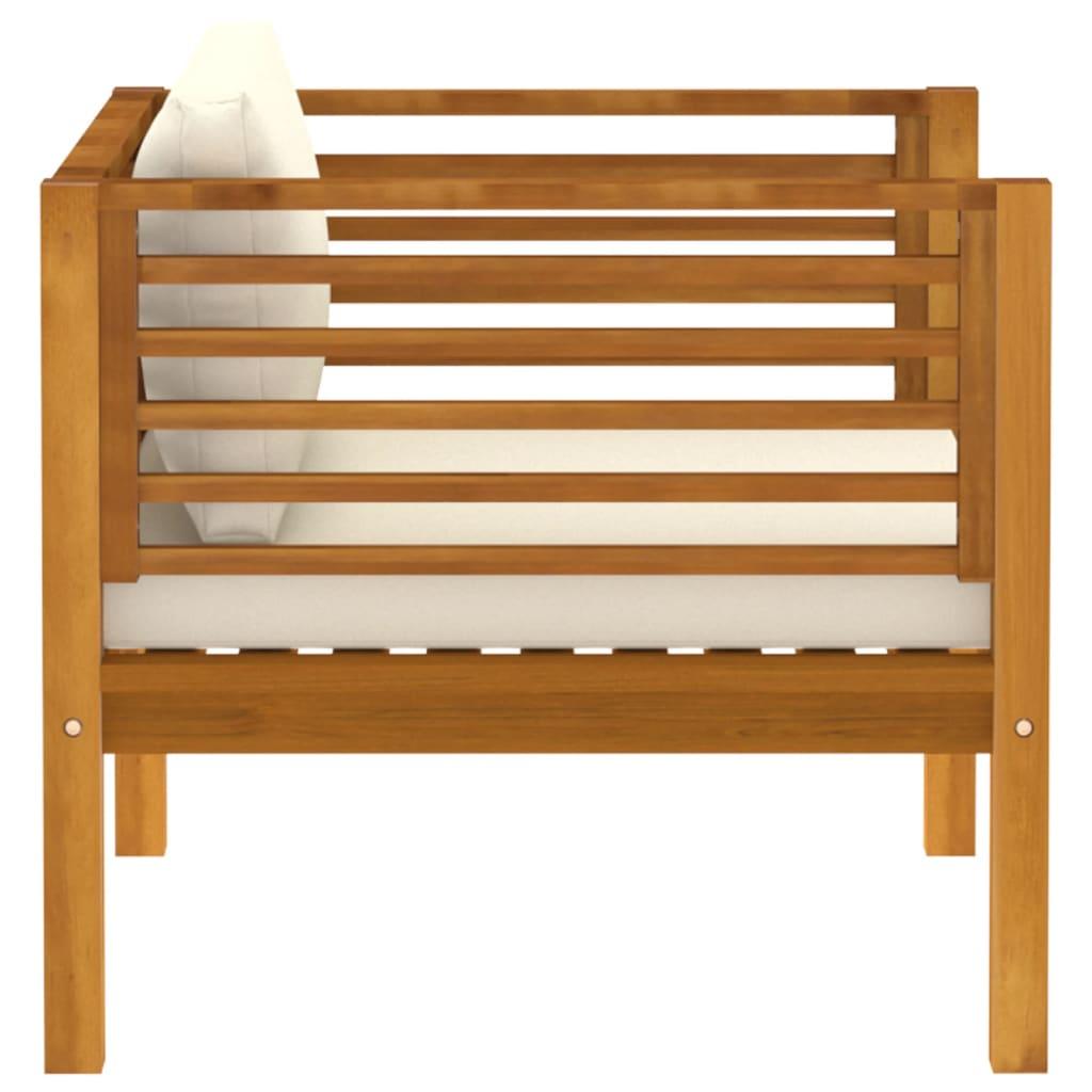 7 Piece Garden Lounge Set with Cream Cushion Solid Acacia Wood