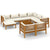 10 Piece Garden Lounge Set with Cream Cushion Solid Acacia Wood