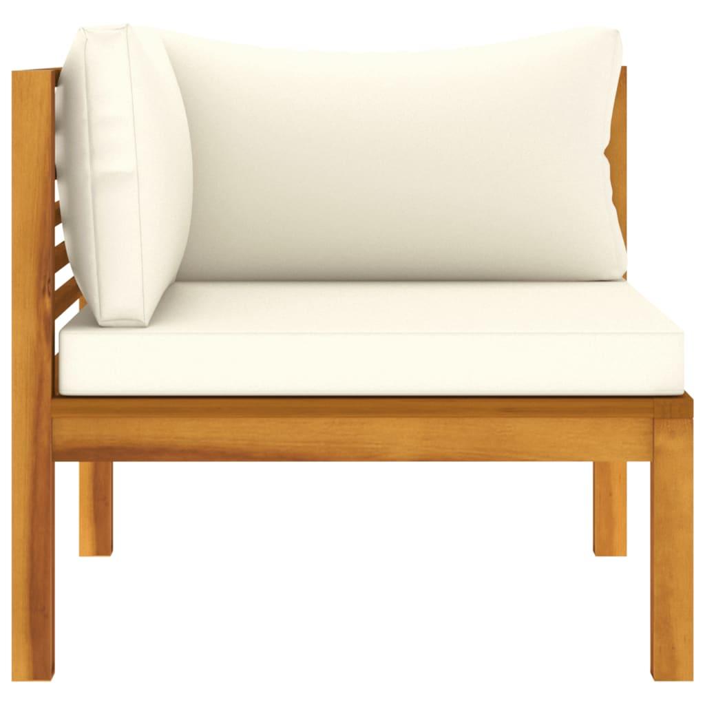 10 Piece Garden Lounge Set with Cream Cushion Solid Acacia Wood