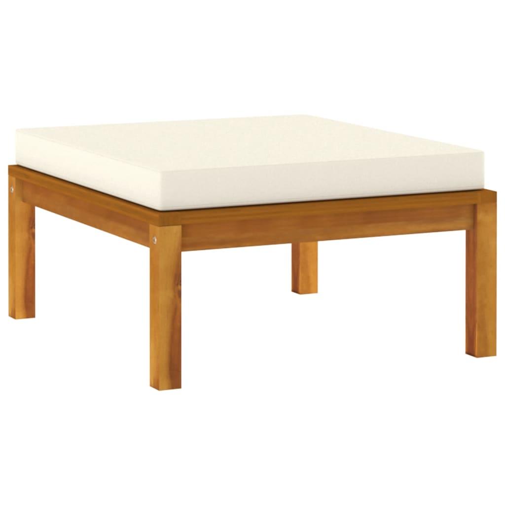 10 Piece Garden Lounge Set with Cream Cushion Solid Acacia Wood