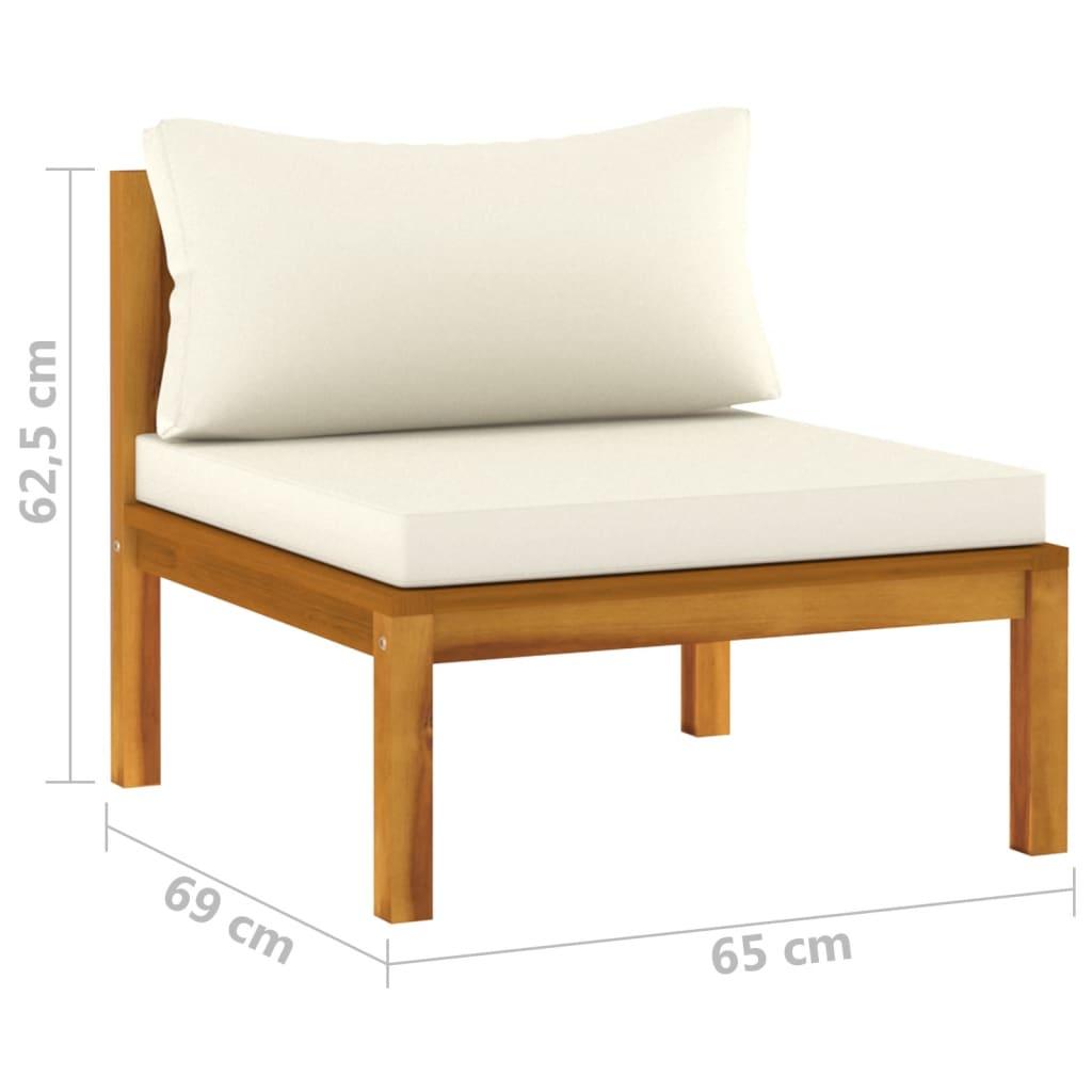 9 Piece Garden Lounge Set with Cream Cushion Solid Acacia Wood