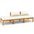 3 Piece Garden Lounge Set with Cream Cushion Solid Acacia Wood