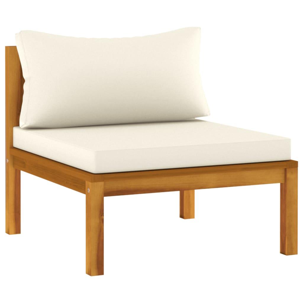 3 Piece Garden Lounge Set with Cream Cushion Solid Acacia Wood