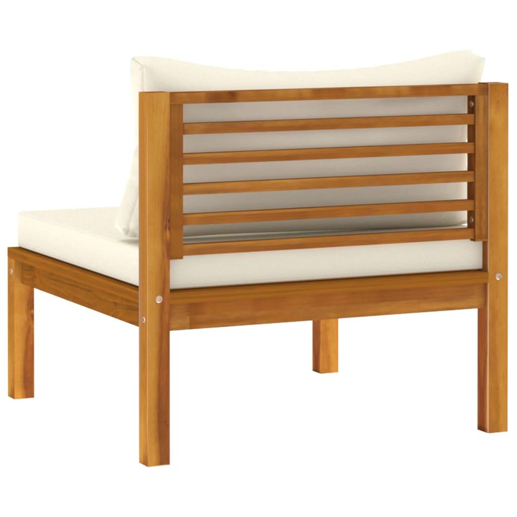 3 Piece Garden Lounge Set with Cream Cushion Solid Acacia Wood