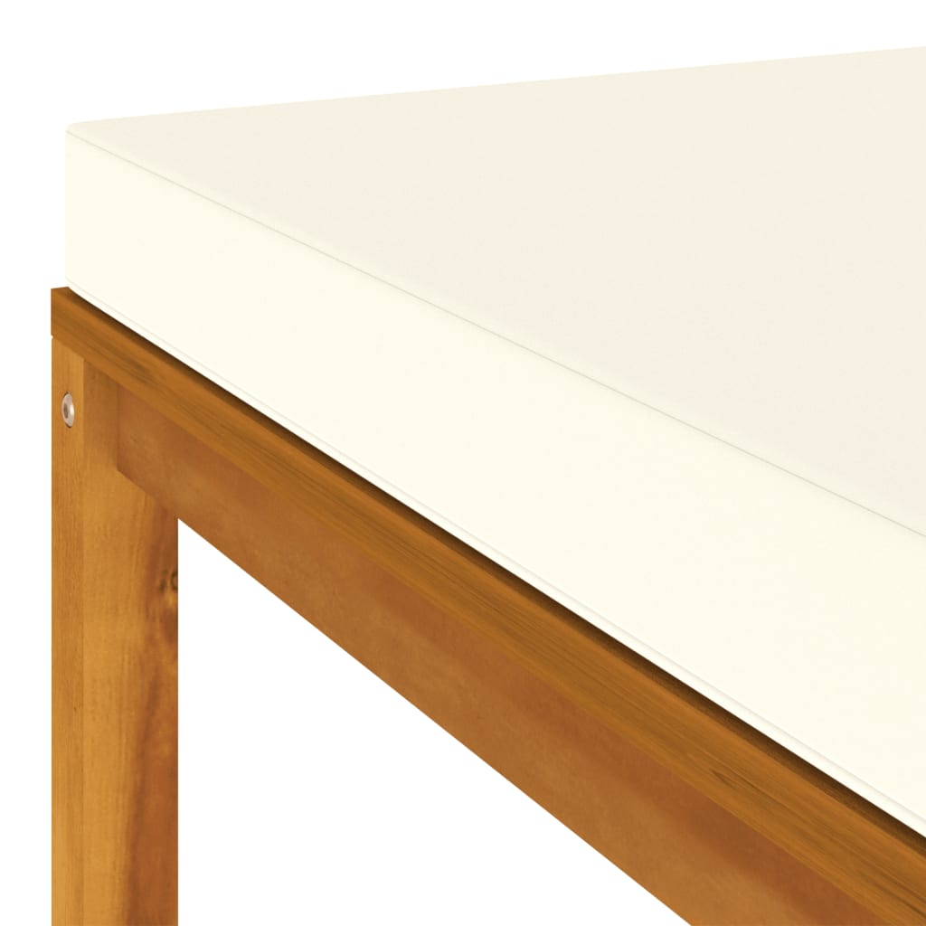 3 Piece Garden Lounge Set with Cream Cushion Solid Acacia Wood