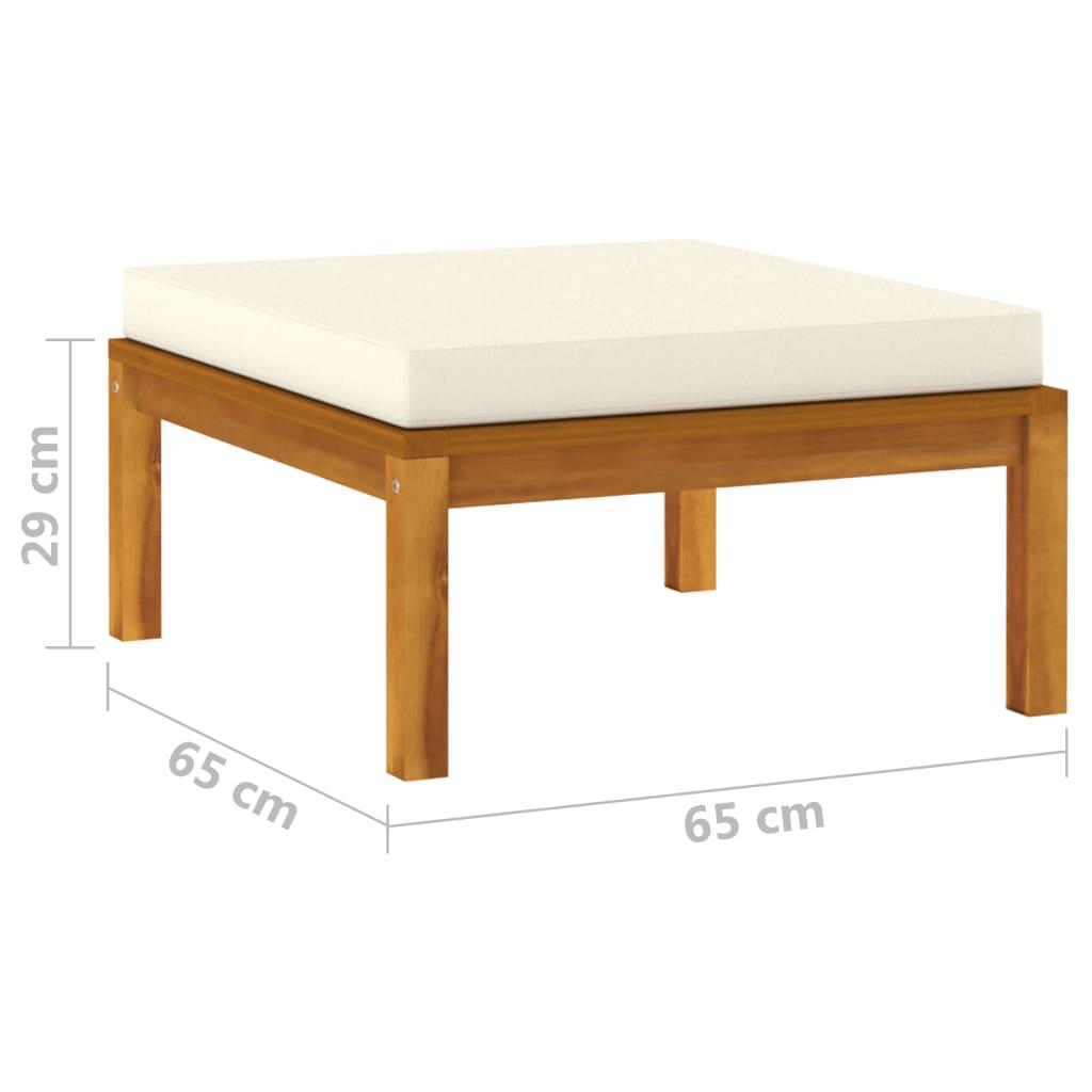3 Piece Garden Lounge Set with Cream Cushion Solid Acacia Wood