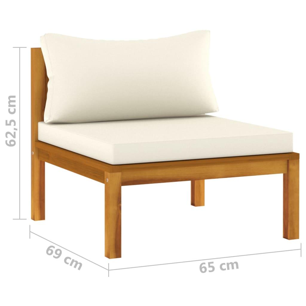 3 Piece Garden Lounge Set with Cream Cushion Solid Acacia Wood