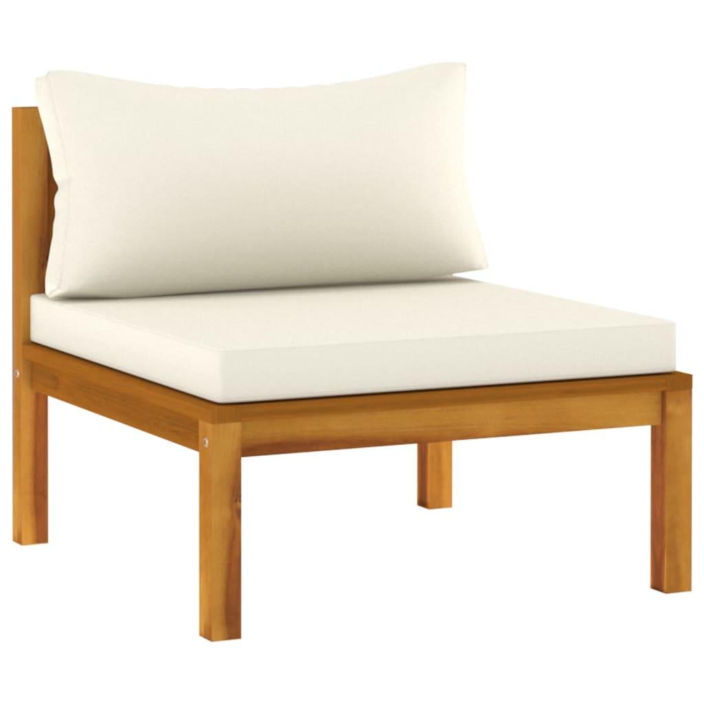 7 Piece Garden Lounge Set with Cream Cushion Solid Acacia Wood