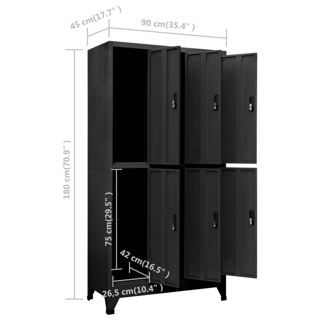 Locker Cabinet Anthracite 90x45x180 cm Steel