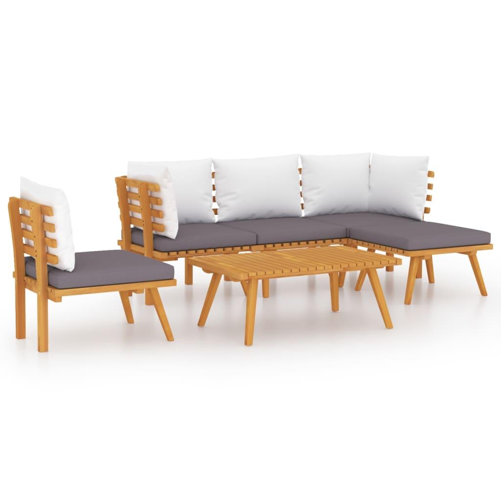 6 Piece Garden Lounge Set with Cushions Solid Wood Acacia