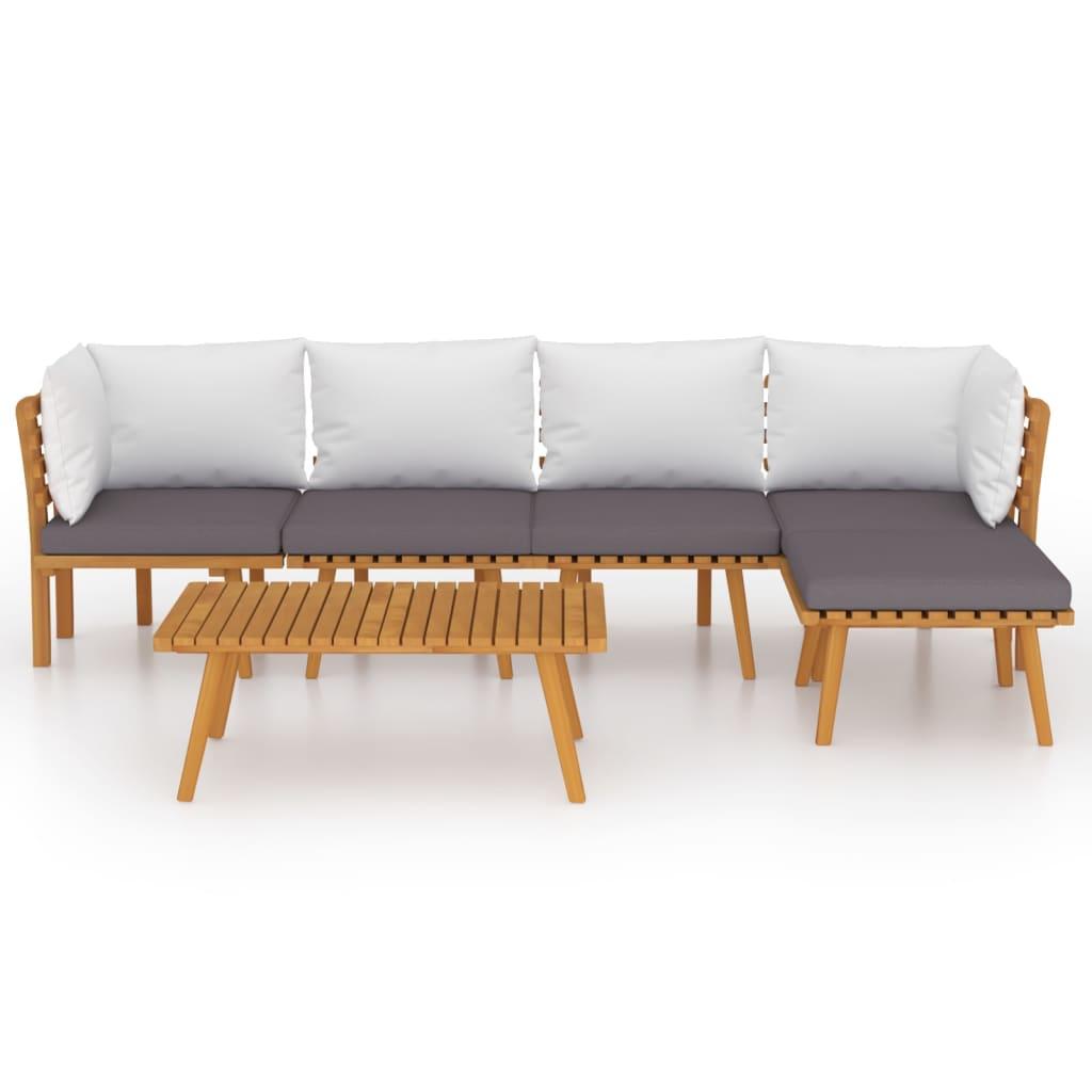 6 Piece Garden Lounge Set with Cushions Solid Wood Acacia