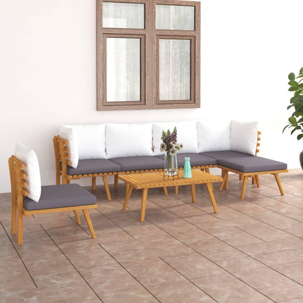 7 Piece Garden Lounge Set with Cushions Solid Wood Acacia