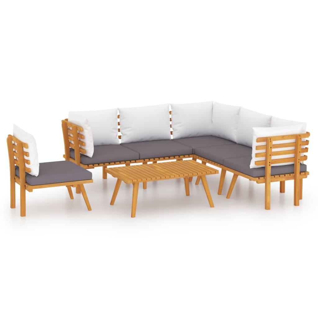 7 Piece Garden Lounge Set with Cushions Solid Wood Acacia