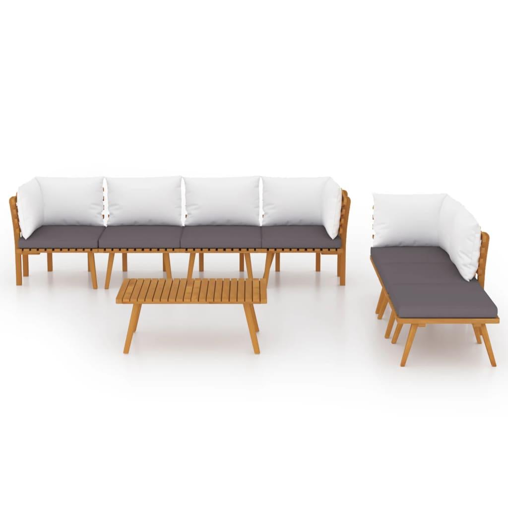 8 Piece Garden Lounge Set with Cushions Solid Wood Acacia